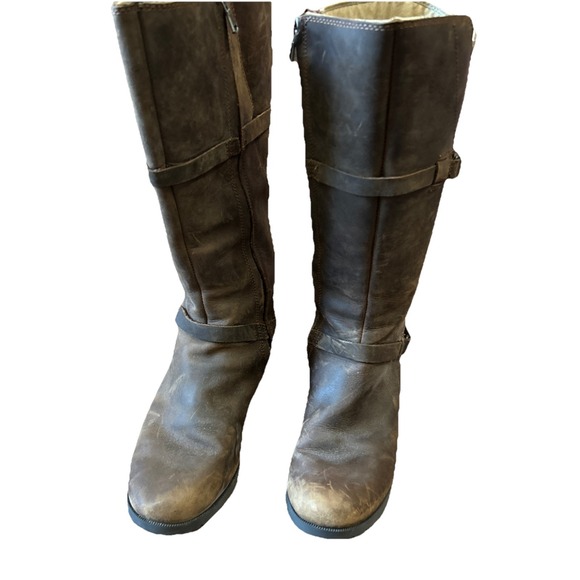 TEVA De La Vina Womens Sz 9.5 Waterproof Leather Riding Boots Brown Tall 1003011 - Picture 2 of 13